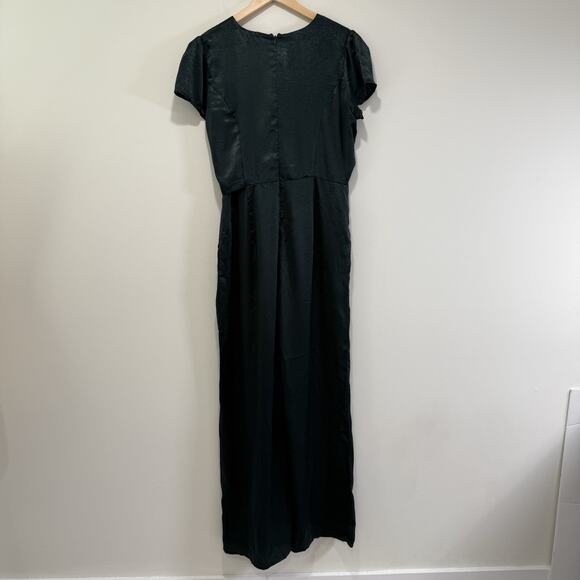 Lulus Let Me Entertain You Dark Green Satin Wide Leg Jumpsuit Size XL Party NWT - Picture 10 of 10